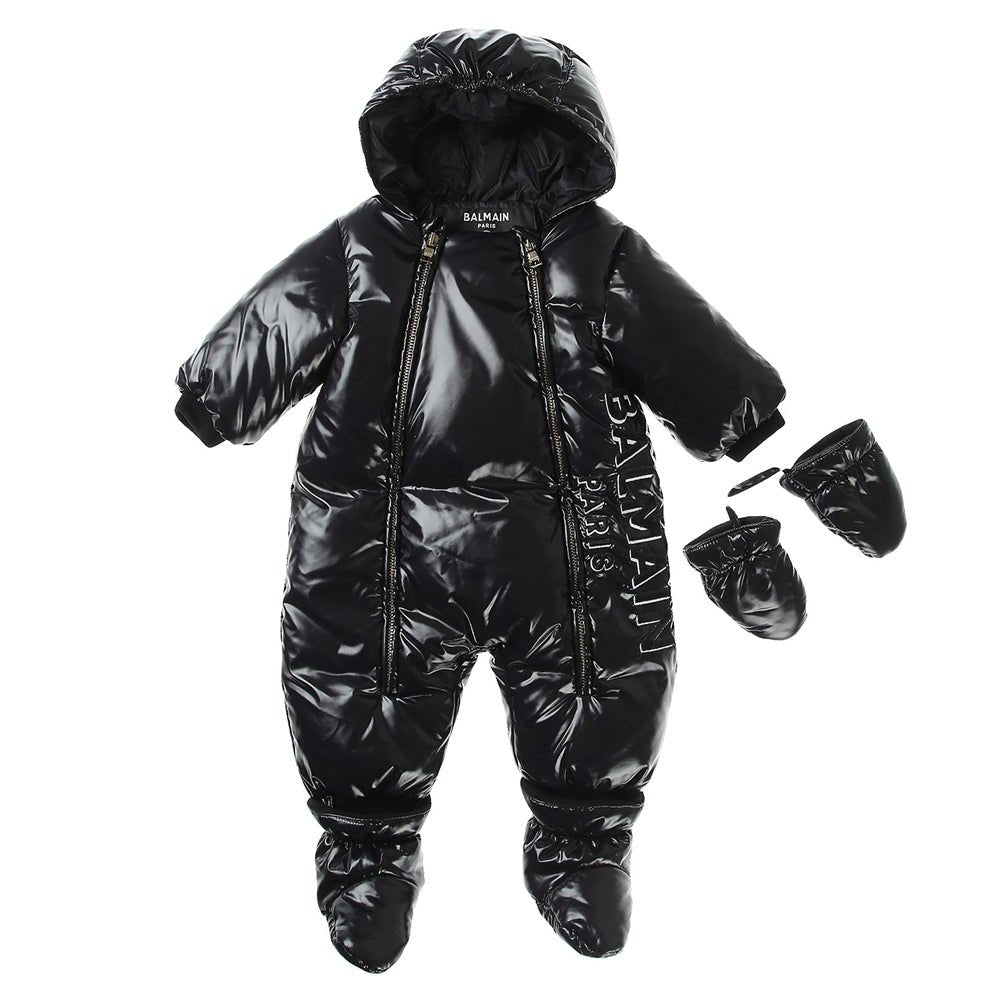 Balmain Baby Unisex Puffer Jacket Babygrow Black - Balmain KidsCoats & Jackets
