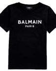 Balmain Boys Silver Tone Logo T-shirt Black - Balmain KidsT-shirts