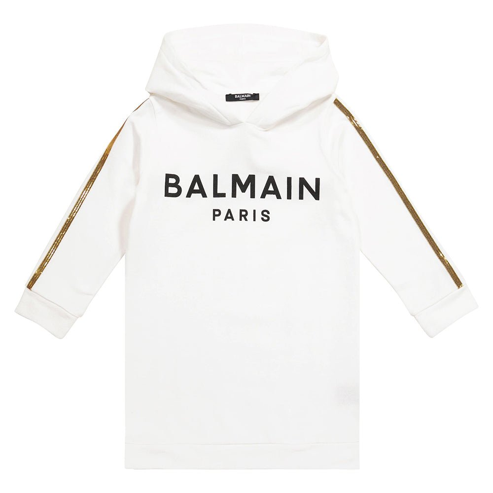 Balmain Cotton Logo Hoodie White Threads