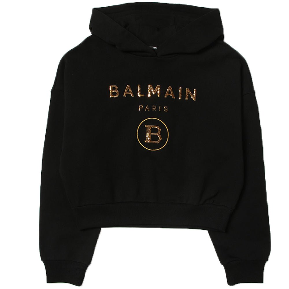 Balmain Girls Sequin Logo Black Threads