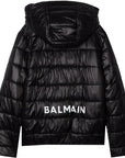Balmain Unisex Logo Print Padded Jacket Black - Balmain KidsCoats & Jackets