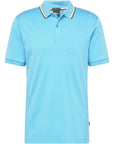 Boss Mens Striped Collar Polo Blue - BossPolos