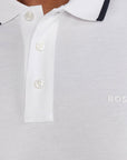 Boss Mens Striped Collar Polo White - BossPolos