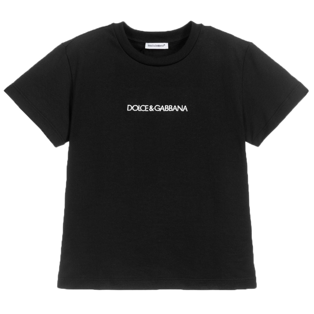 Dolce &amp; Gabbana Unisex Kids Cotton Logo T-Shirt Black