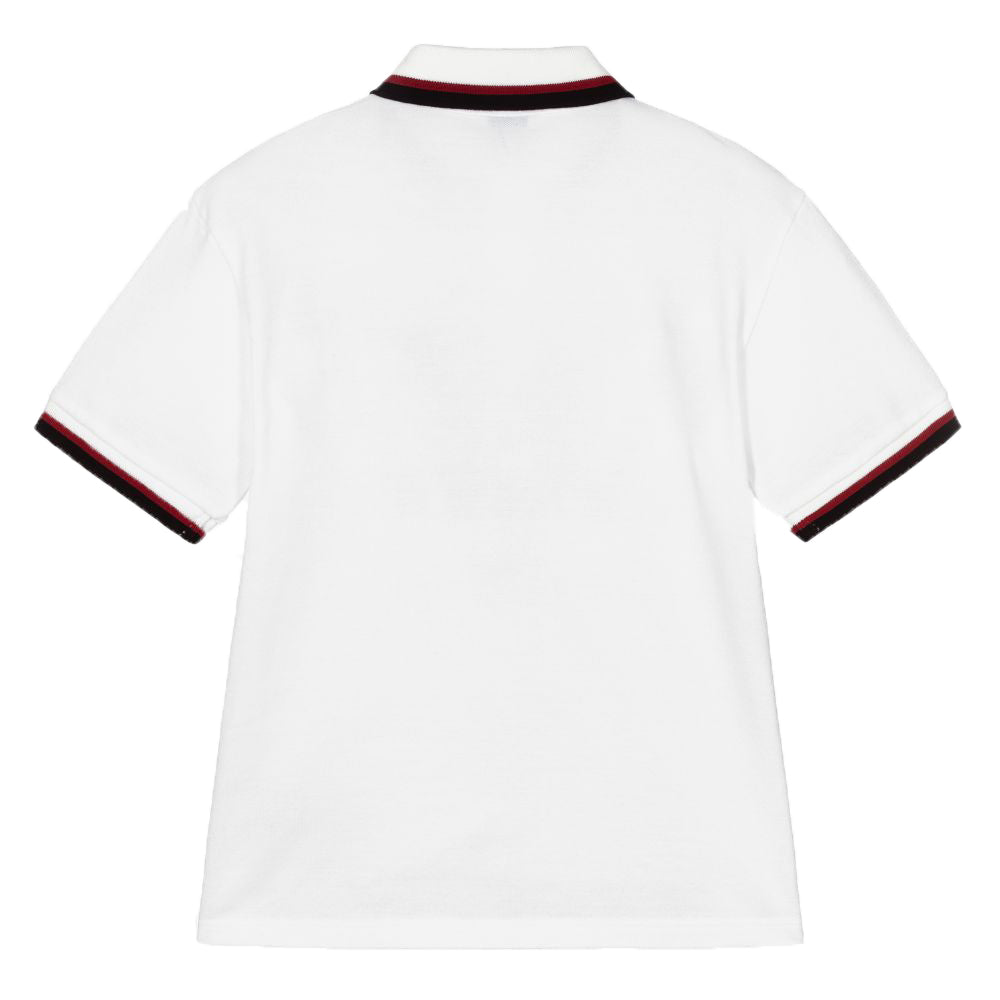 Dolce &amp; Gabbana Boys Logo Stripe Polo Shirt White