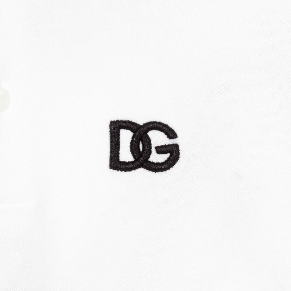 Dolce &amp; Gabbana Boys Logo Stripe Polo Shirt White