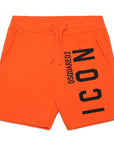 Dsquared2 Boys Icon Logo Cotton Shorts Orange