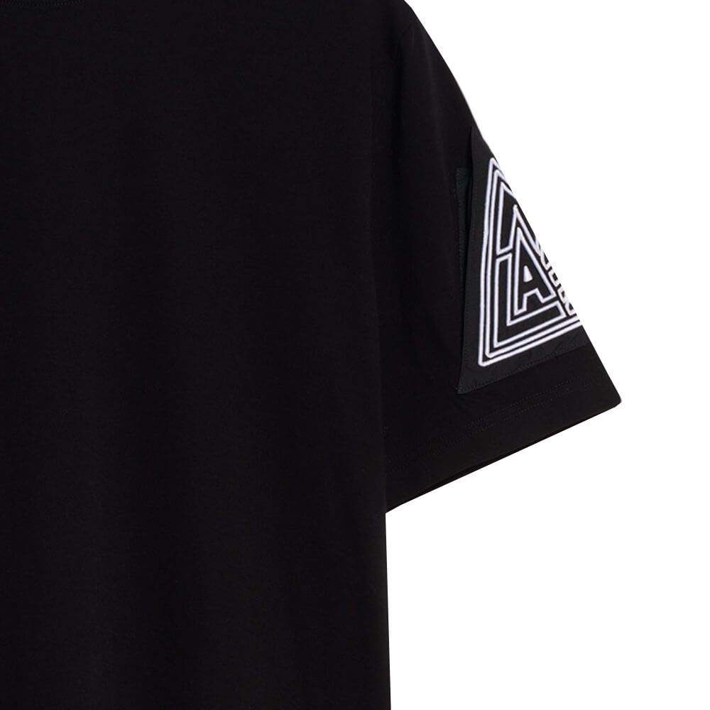 Lanvin Mens Triangle Embroidery T Shirt Black Maison Threads