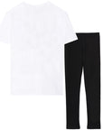 Moschino Girls Milano Diamante T-Shirt & Leggings Set Black/White