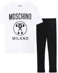 Moschino Girls Milano Diamante T-Shirt & Leggings Set Black/White