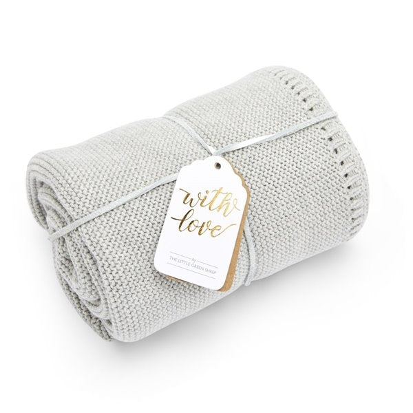 Organic Knitted Cellular Baby Blanket - Dove