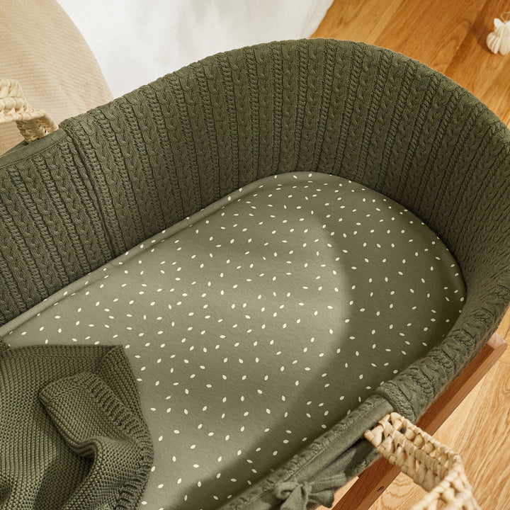 Organic Moses Basket Fitted Sheet - Printed Juniper