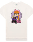 Fendi Girls Graphic Print T-shirt Dress White