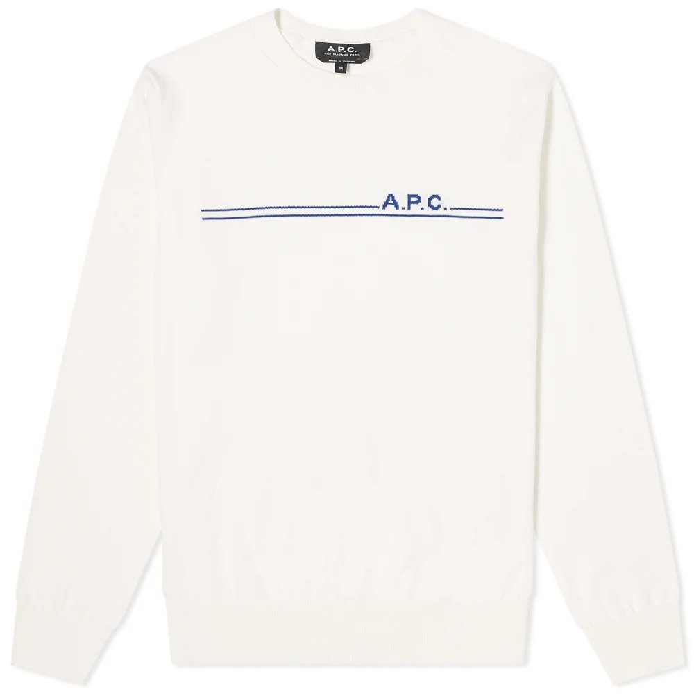 A.P.C Mens Pullover Knitted Jumper White