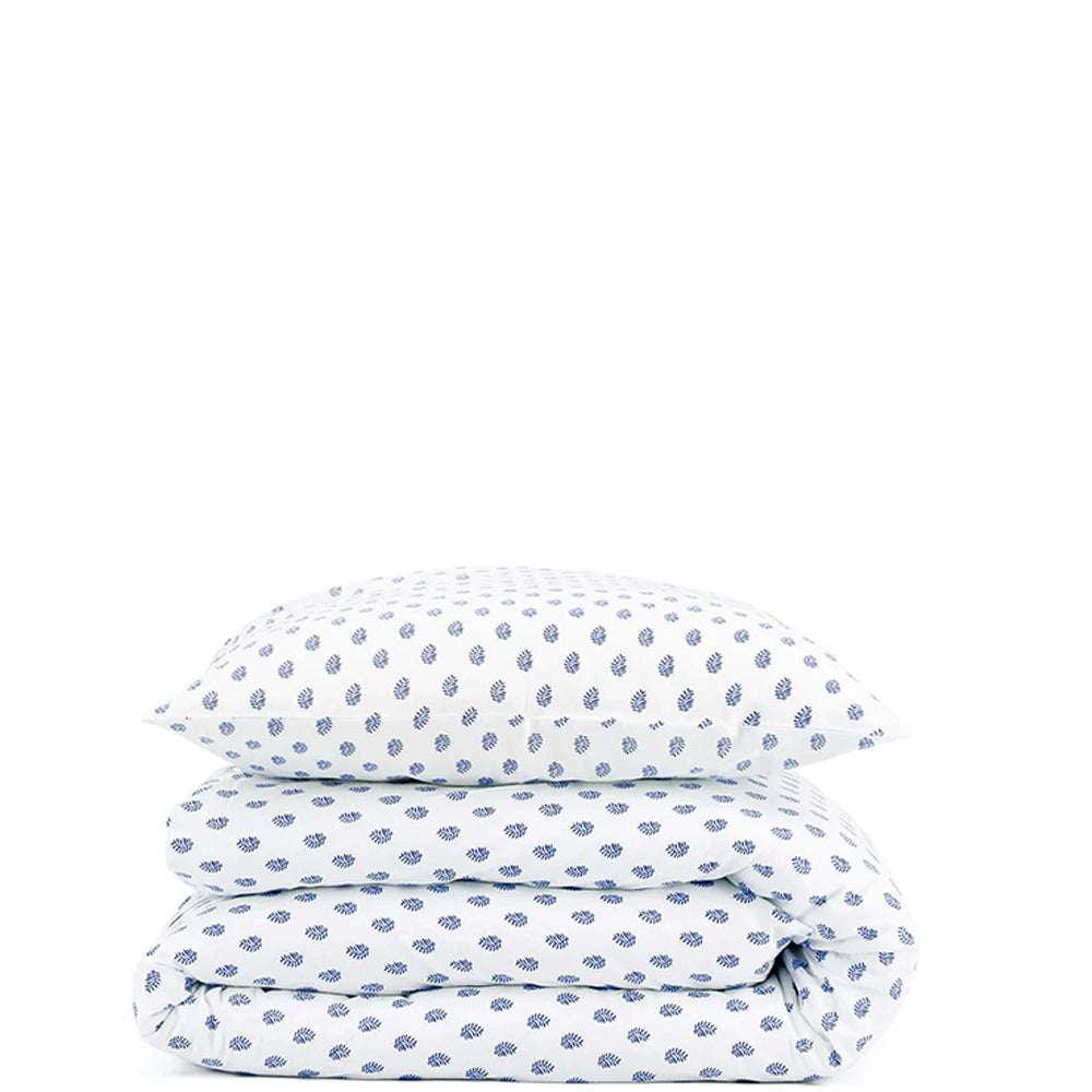 Lucas Du Tertre Blue Palm Duvet and Two Pillowcases