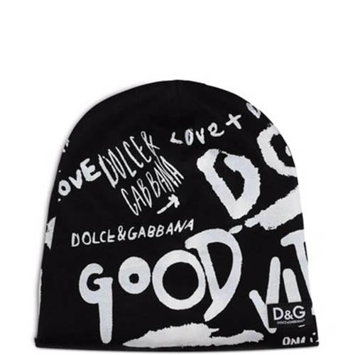 Dolce &amp; Gabbana Boys Graffiti Print Beanie in Black