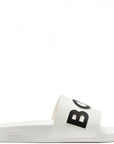 Hugo Boss Mens Classic Logo Sliders White