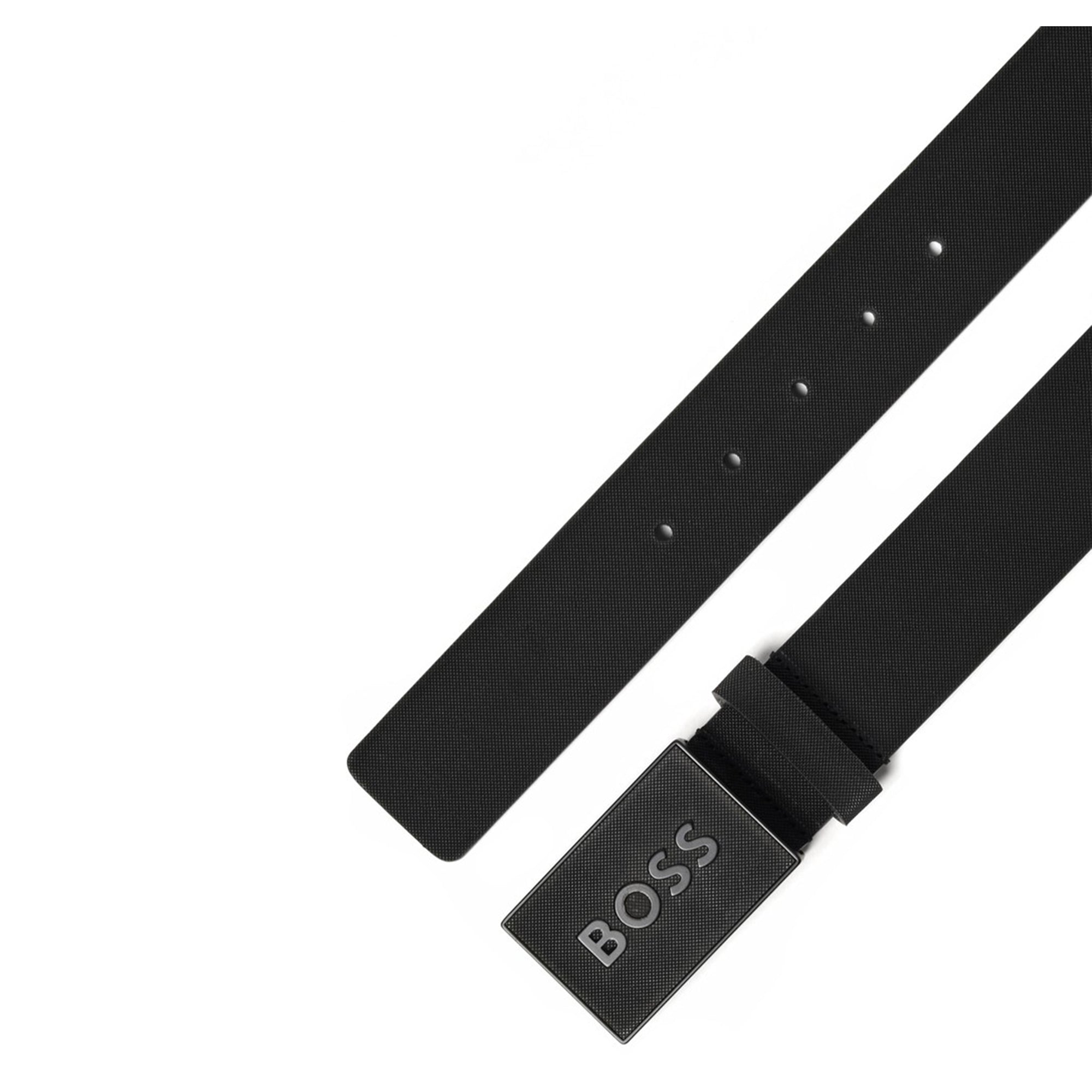 Hugo Boss Mens Boss Icon Logo Belt Black