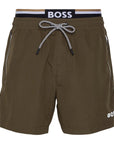 Hugo Boss Mens Logo Swim Shorts Khaki