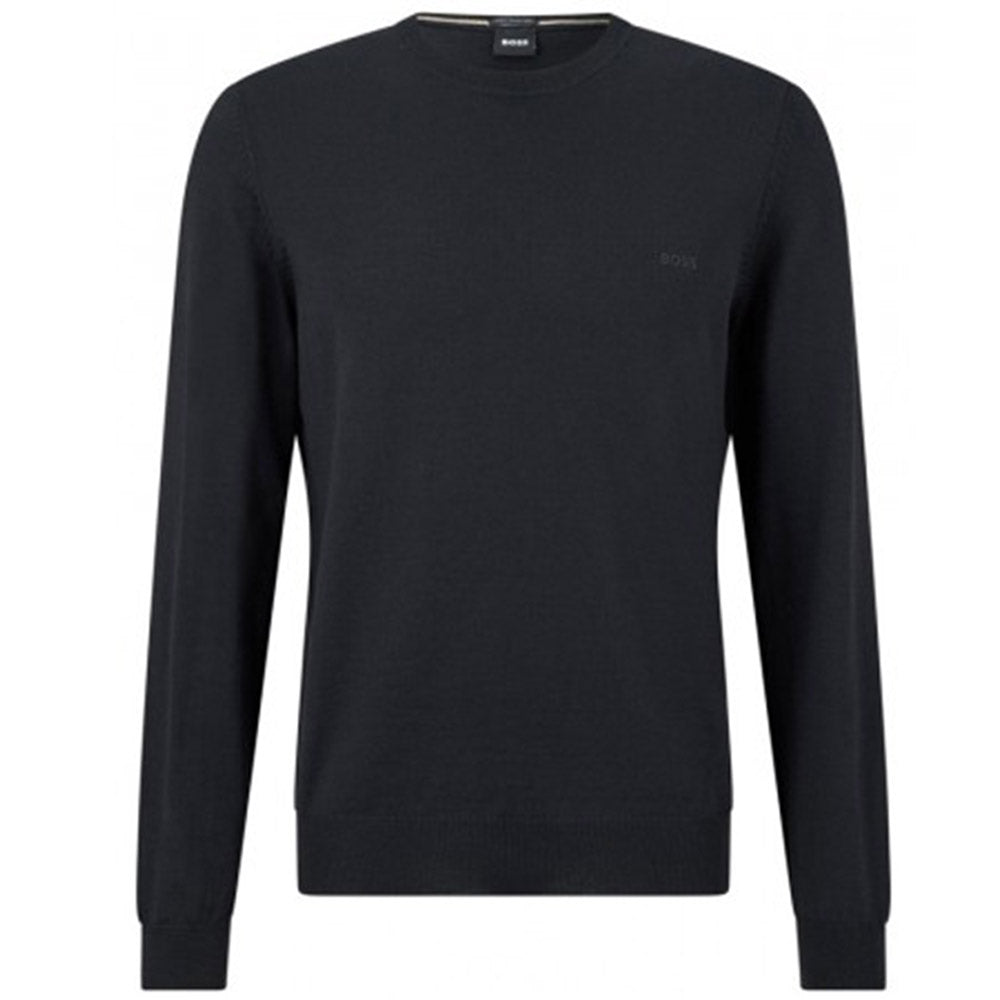 Hugo Boss Mens Chest Logo Knitted Jumper Black