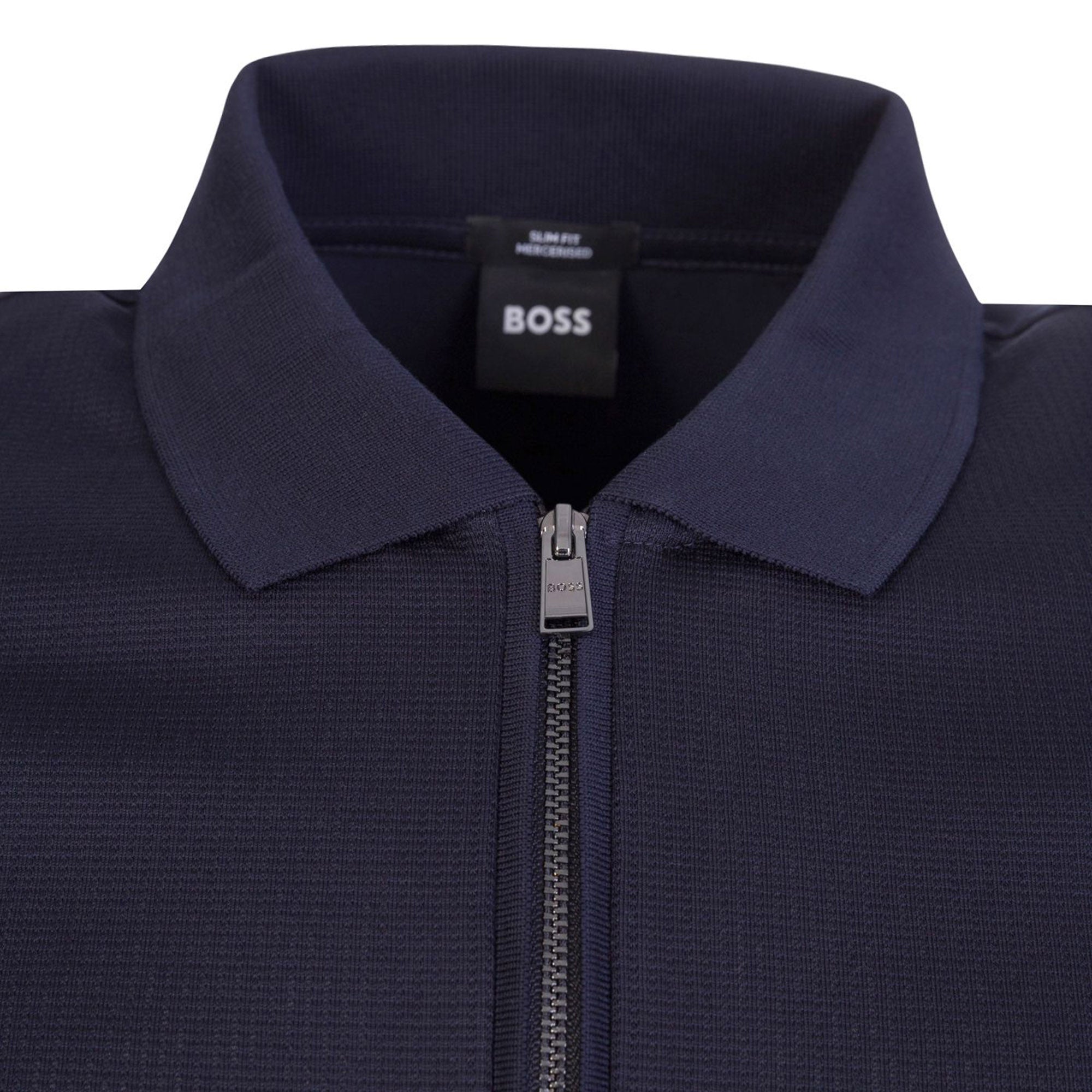 Hugo Boss Mens Zip Up Polo Shirt Navy