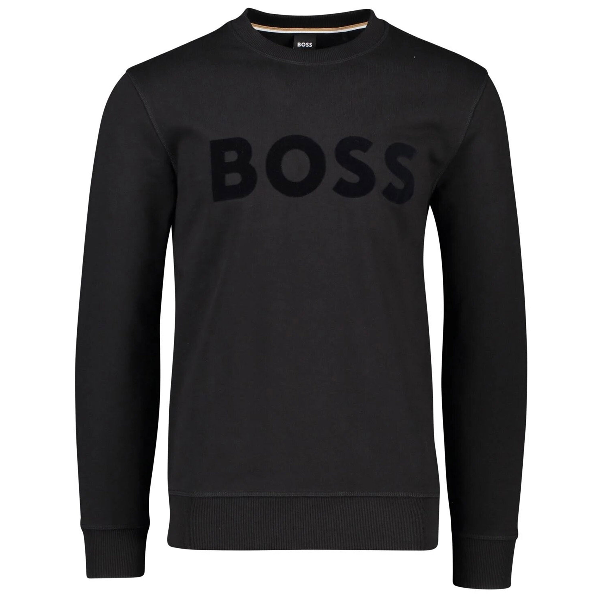 Hugo Boss Mens Classic Suede Logo Sweater Black