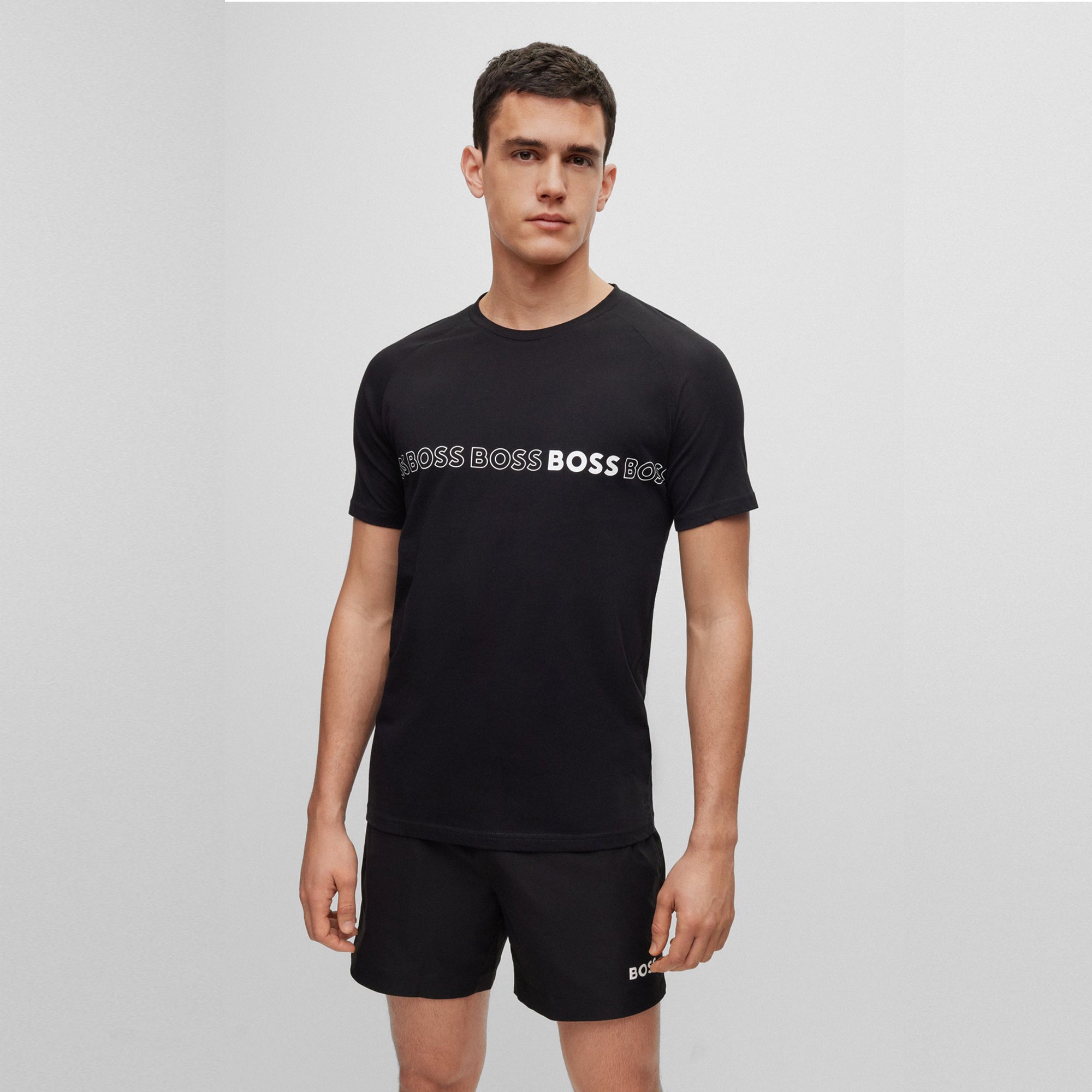 Hugo Boss Mens Slim Fit T-shirt With SPF 50+ Uv Protection Black