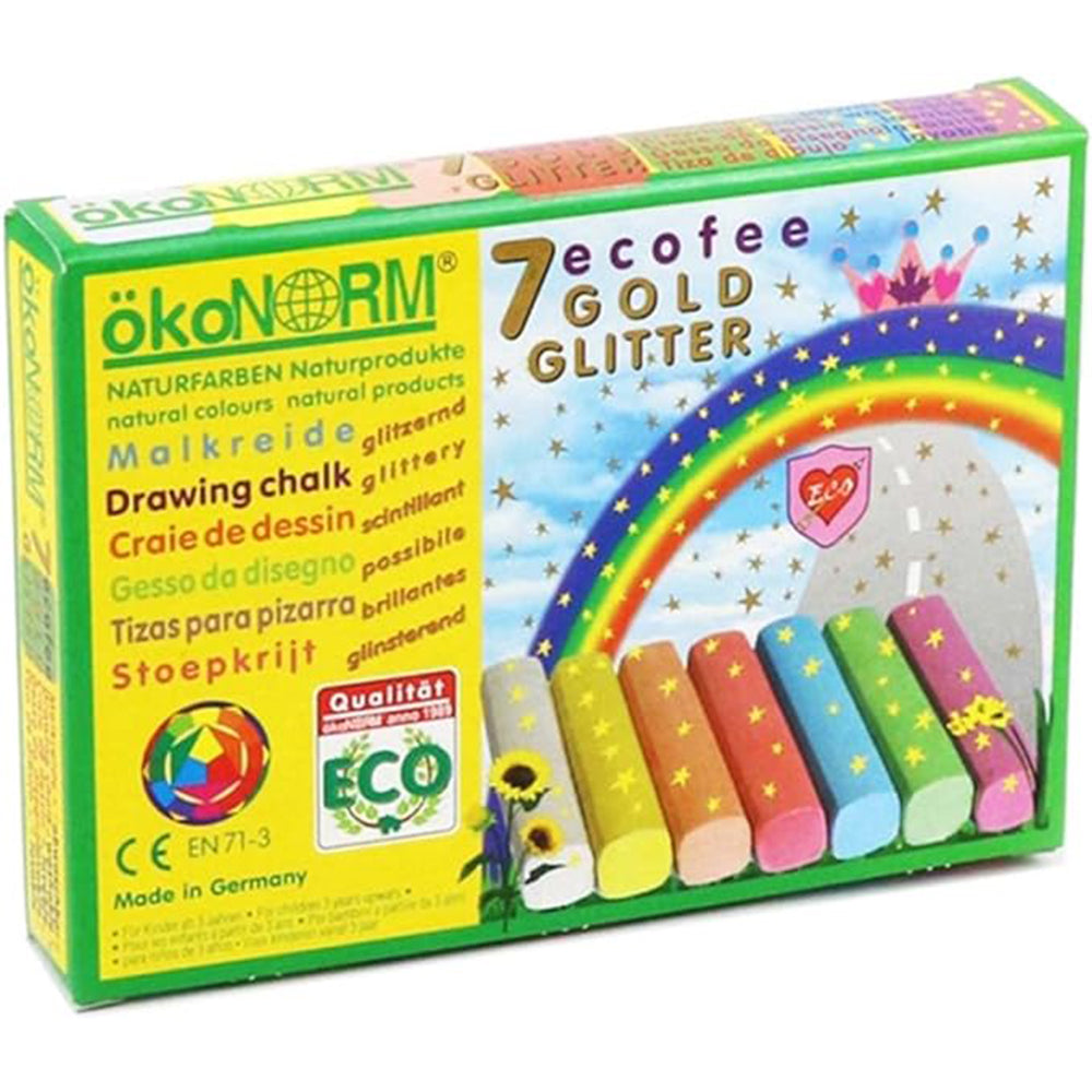 okoNORM Drawing Chalk, &quot;Ecofee&quot;, Golden Glitter 7 Colour Pack