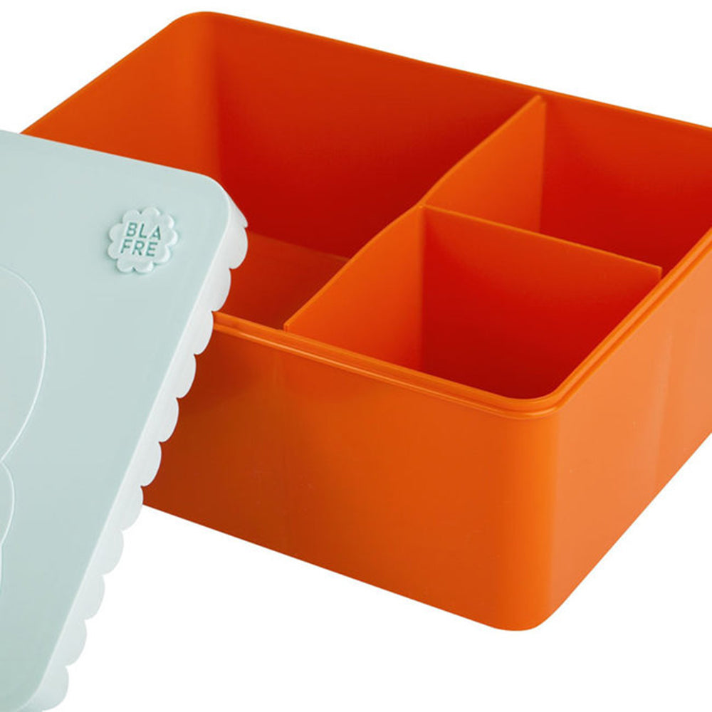 Blafre - Lunch Box with 3 compartments, Bear, Light Blue/Orange