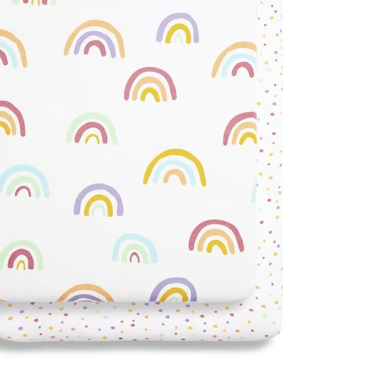 2 Pack Crib Fitted Sheets - Rainbow