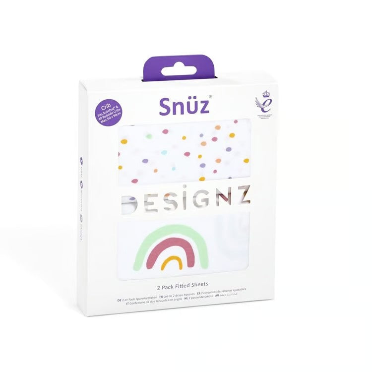 2 Pack Crib Fitted Sheets - Rainbow