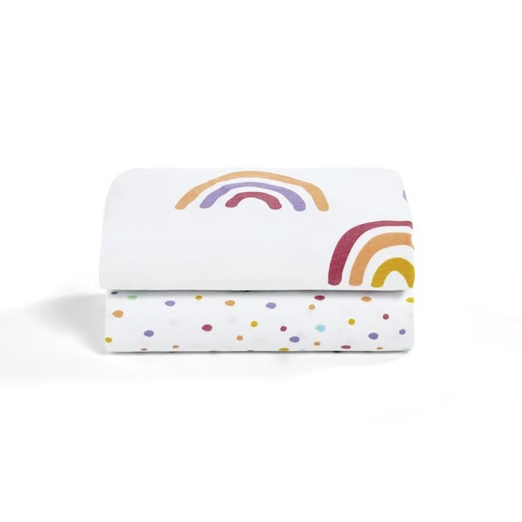 2 Pack Crib Fitted Sheets - Rainbow