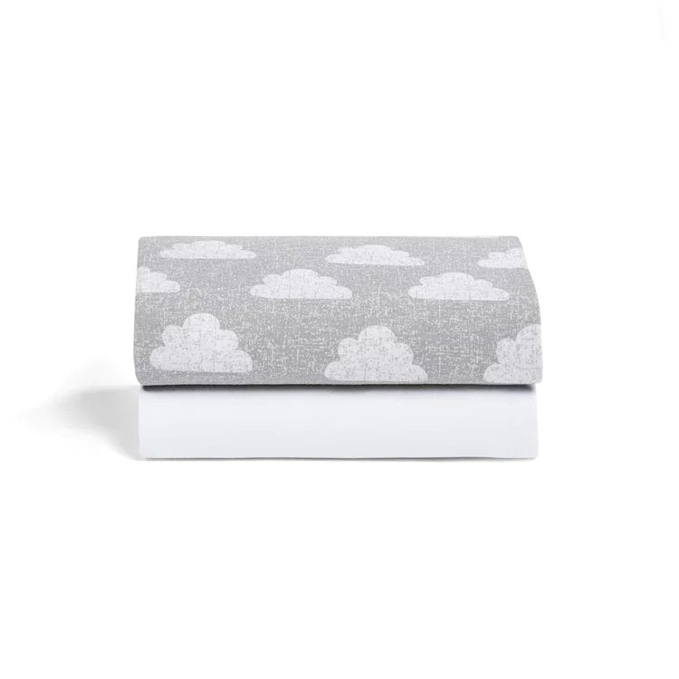 2 Pack Moses Basket/Pram Fitted Sheets - Cloud Nine