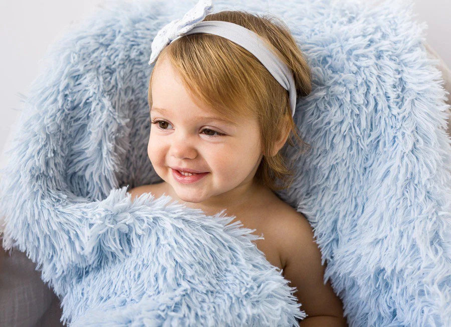 Bizzi Growin  Fluffy Baby Blanket - Powder Blue - Koochicoo™️