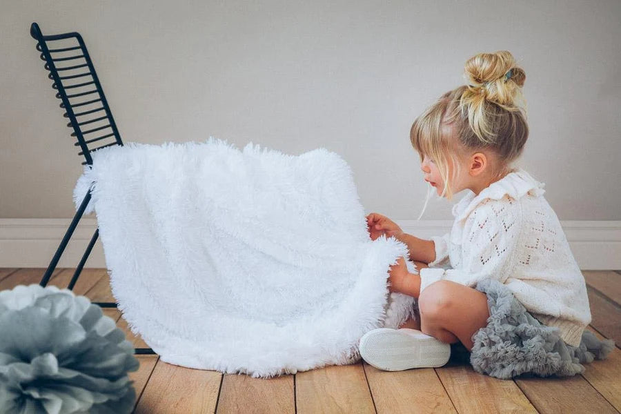 Bizzi Growin  Fluffy Baby Blanket - Ice White - Koochicoo™️
