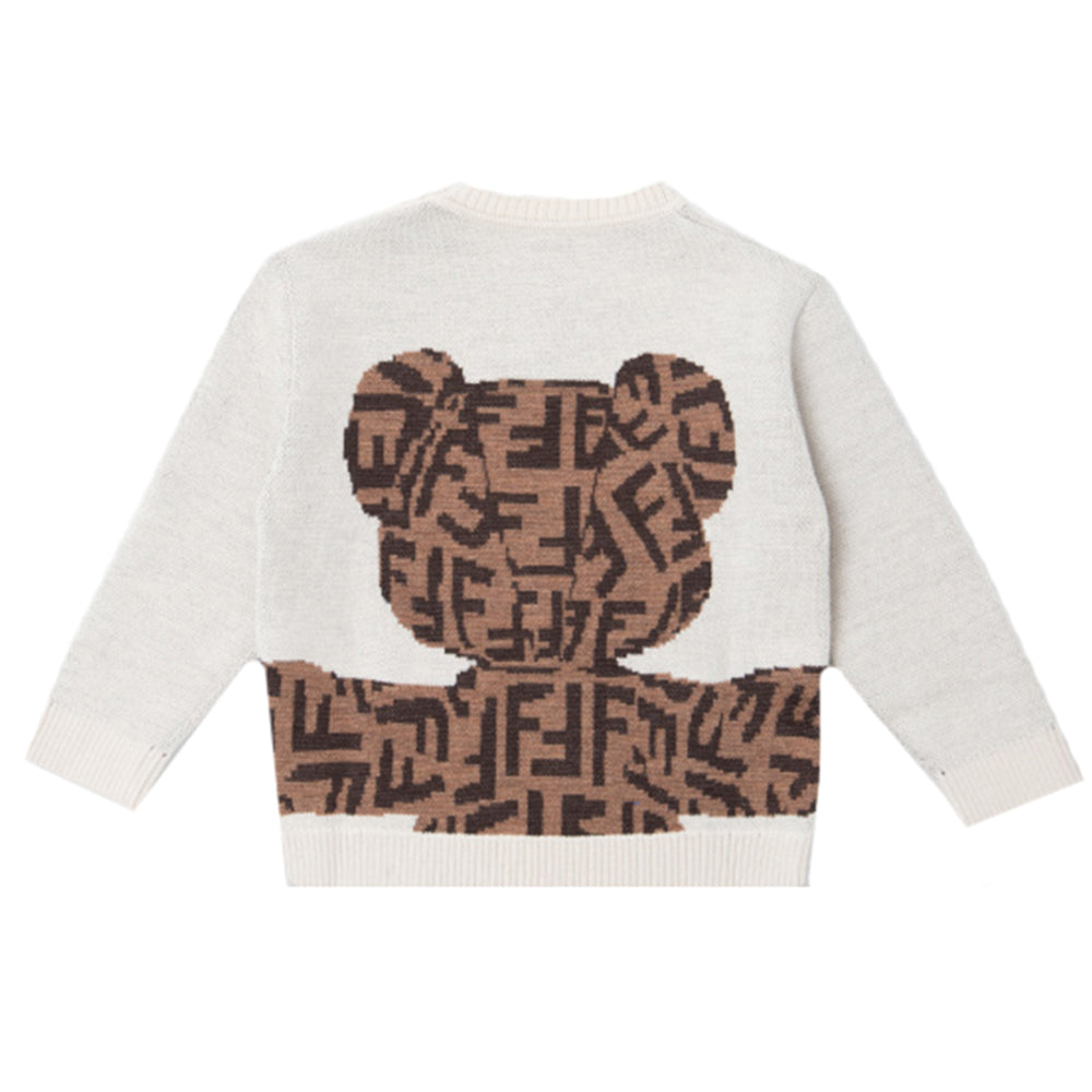 Fendi Baby Unisex Teddy Bear Sweater Beige