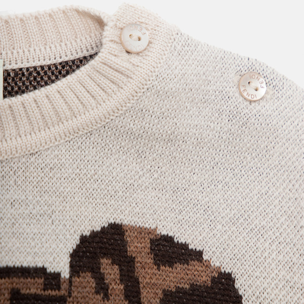 Fendi Baby Unisex Teddy Bear Sweater Beige