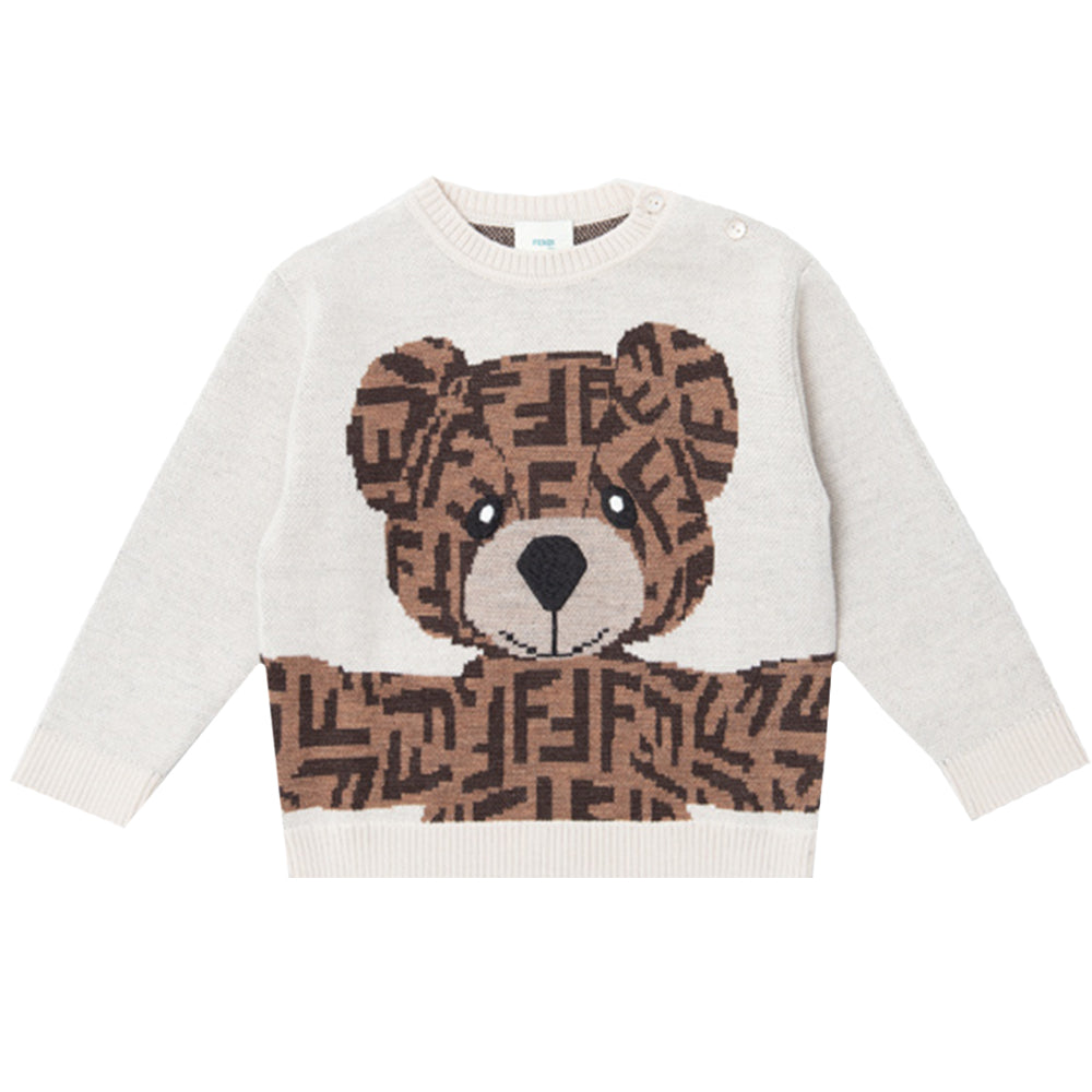 Fendi Baby Unisex Teddy Bear Sweater Beige