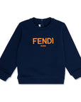 Fendi Baby Boys Logo Sweatshirt Navy Blue
