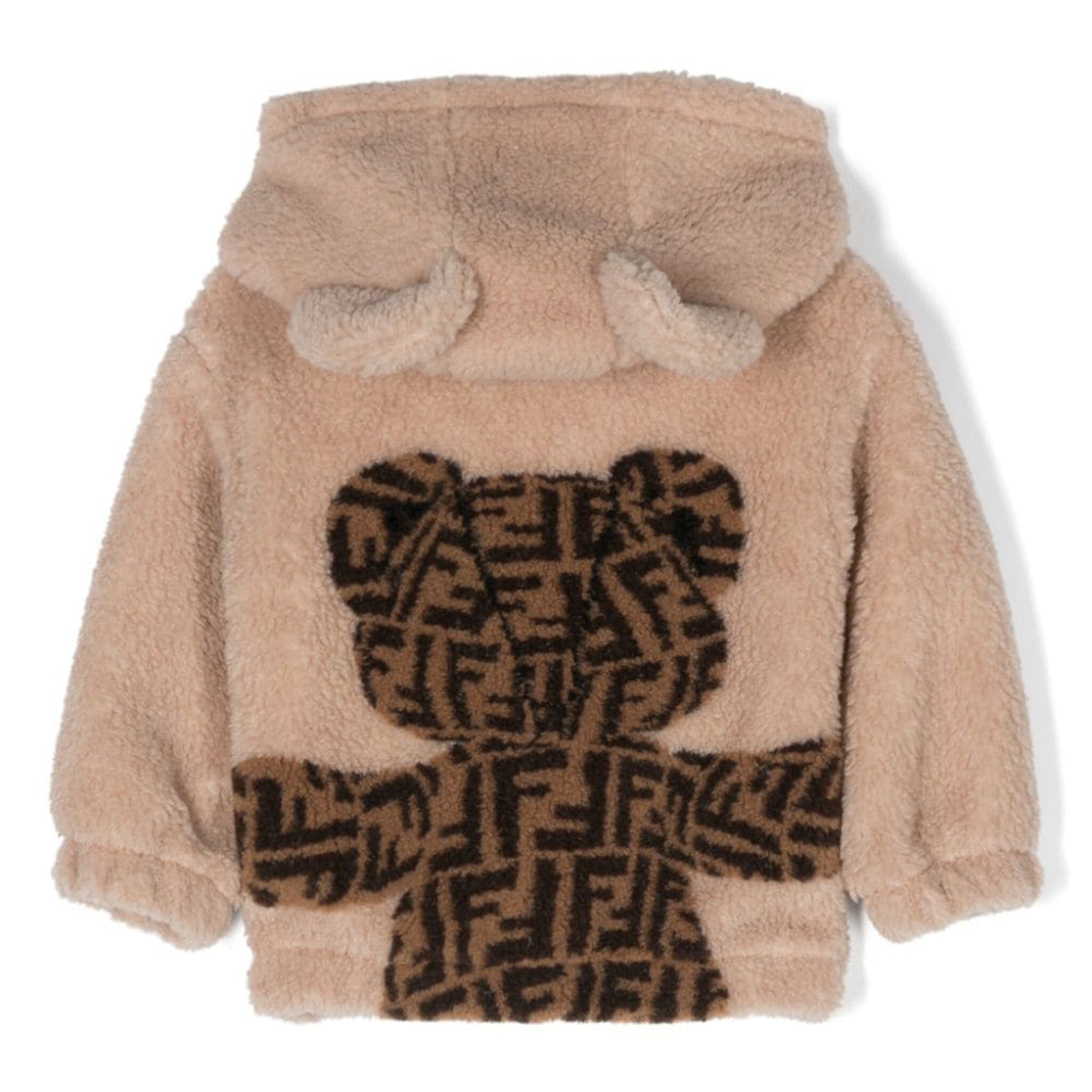 Fendi Baby Unisex Teddy Bear Hoodie Beige