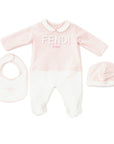 Fendi Baby Girls Babygrow, Hat & Bib Set Pink
