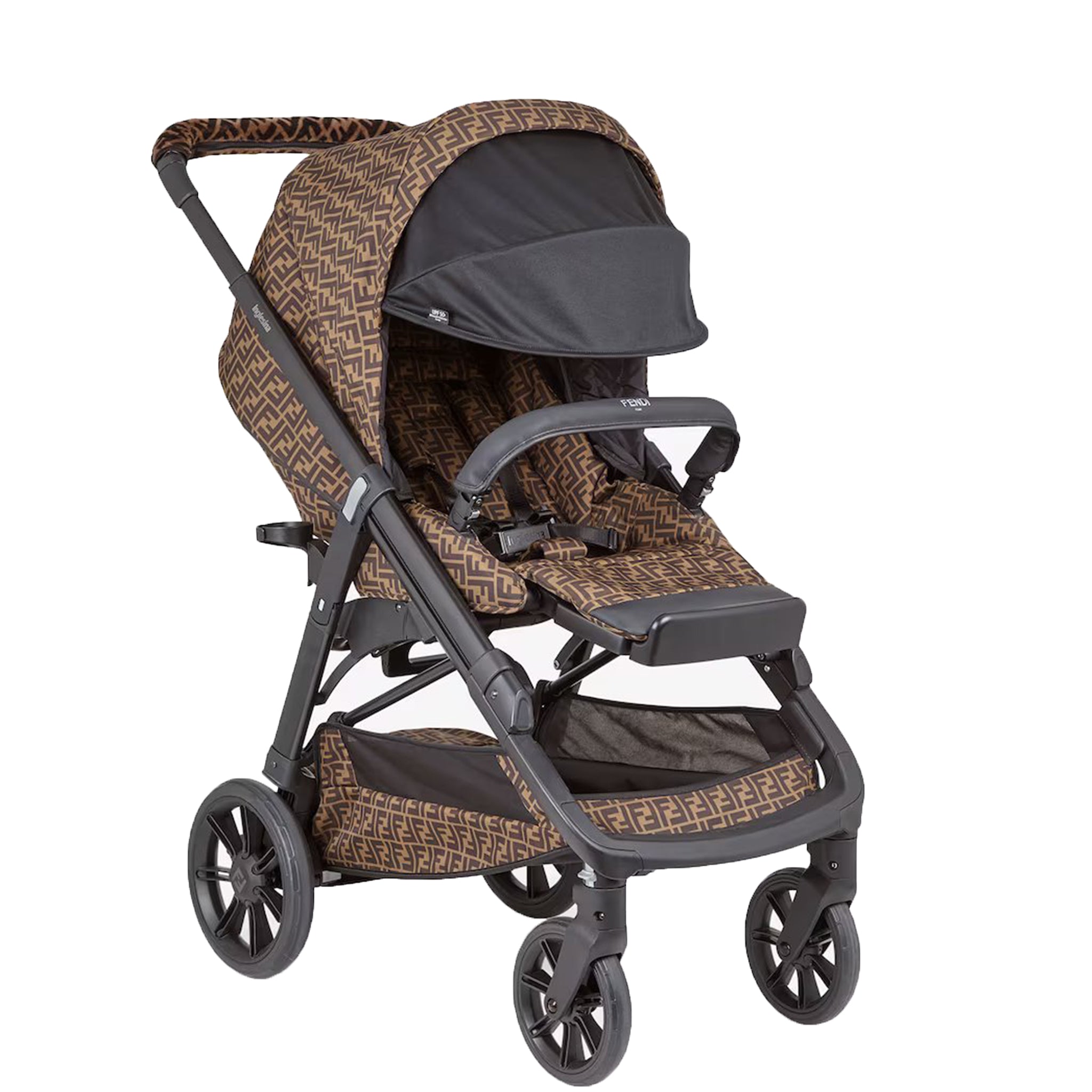 Fendi FF All Over Logo Fabric Stroller Brown