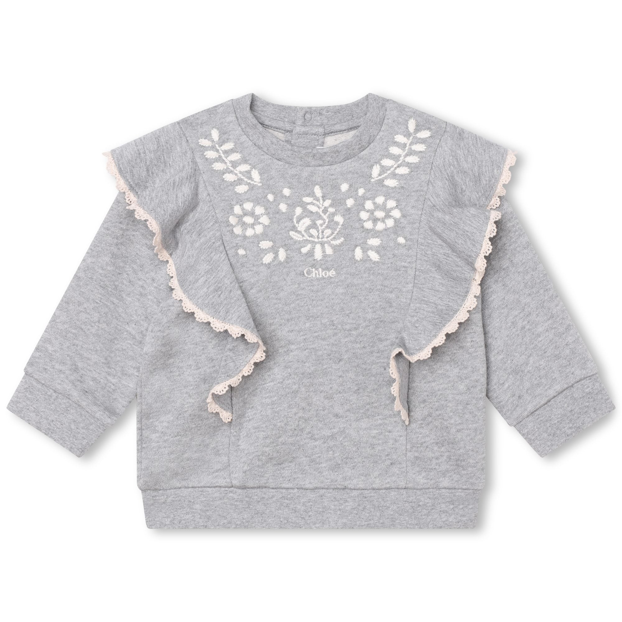 Chloe Baby Girls Ruffled Sweater in Grey