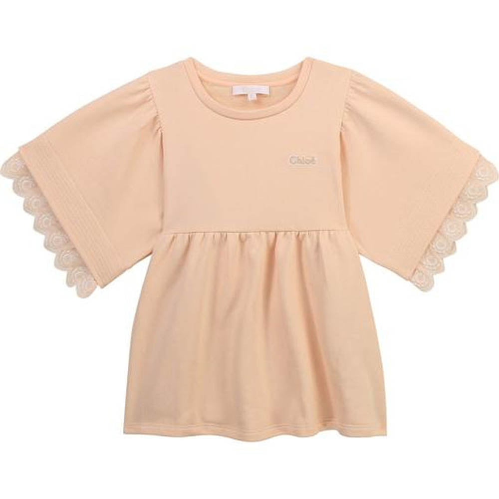 Chloé Girls Embroidered Top Peach