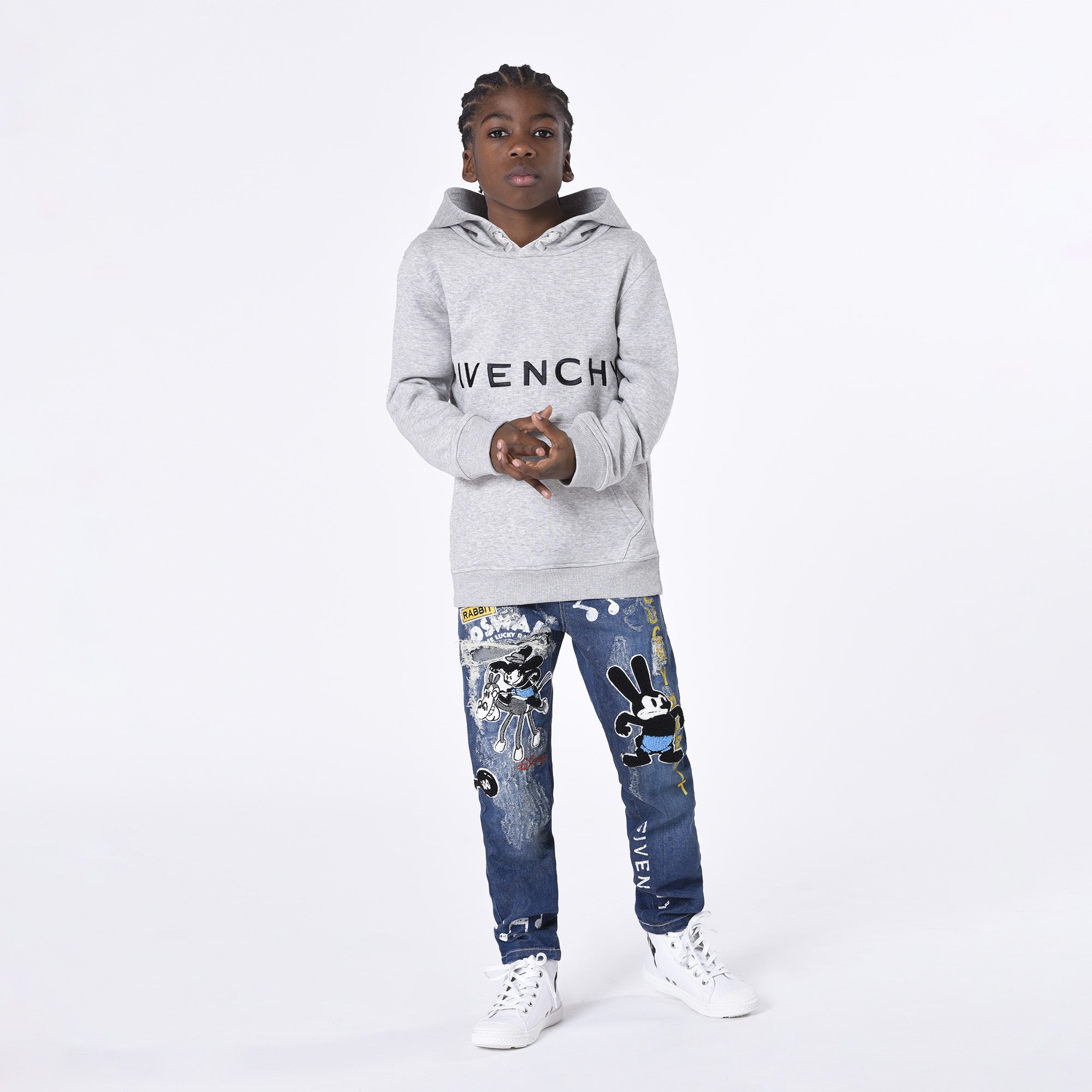 Givenchy Boys Logo Hoodie in Grey