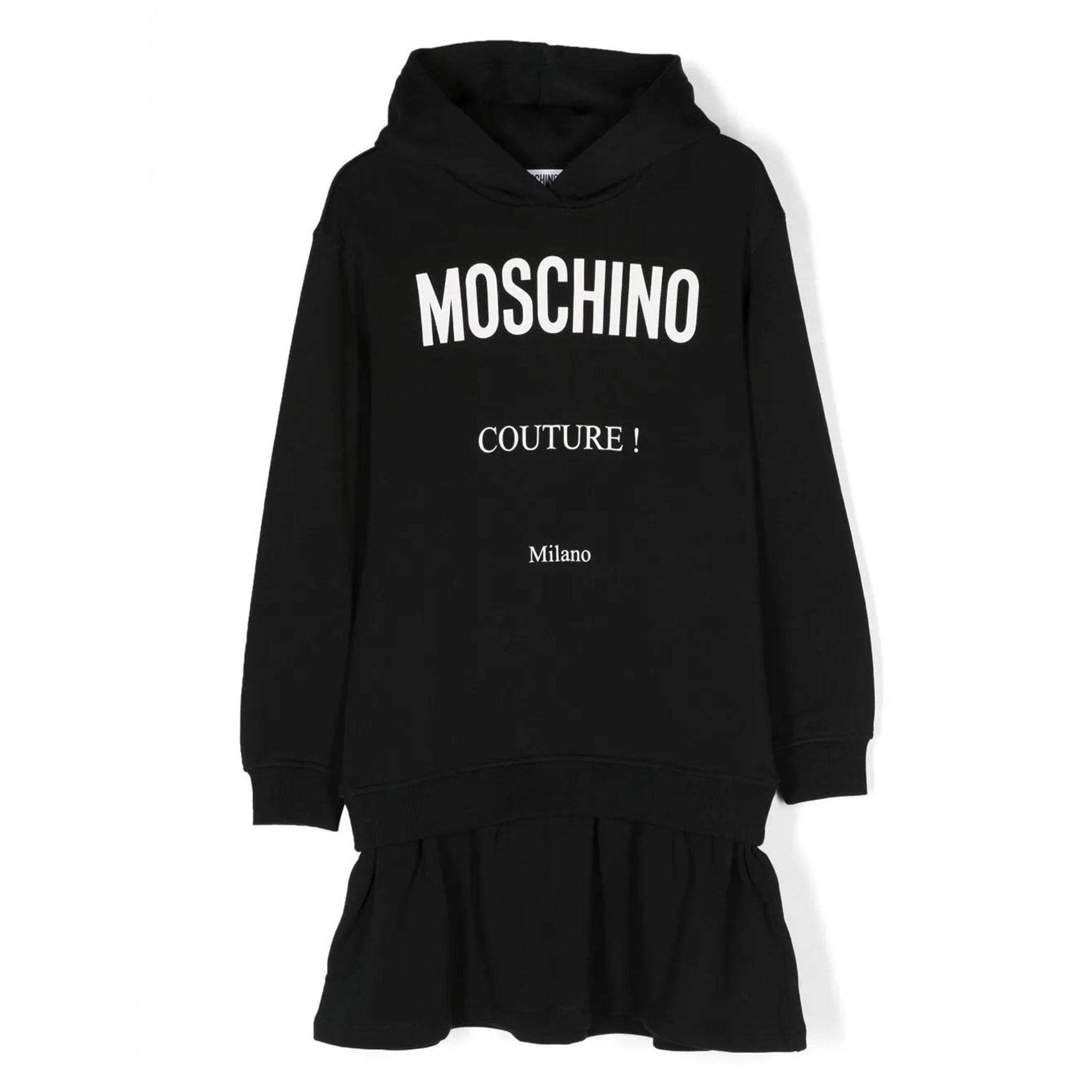 Moschino Girls Couture Logo Hooded Dress in Black