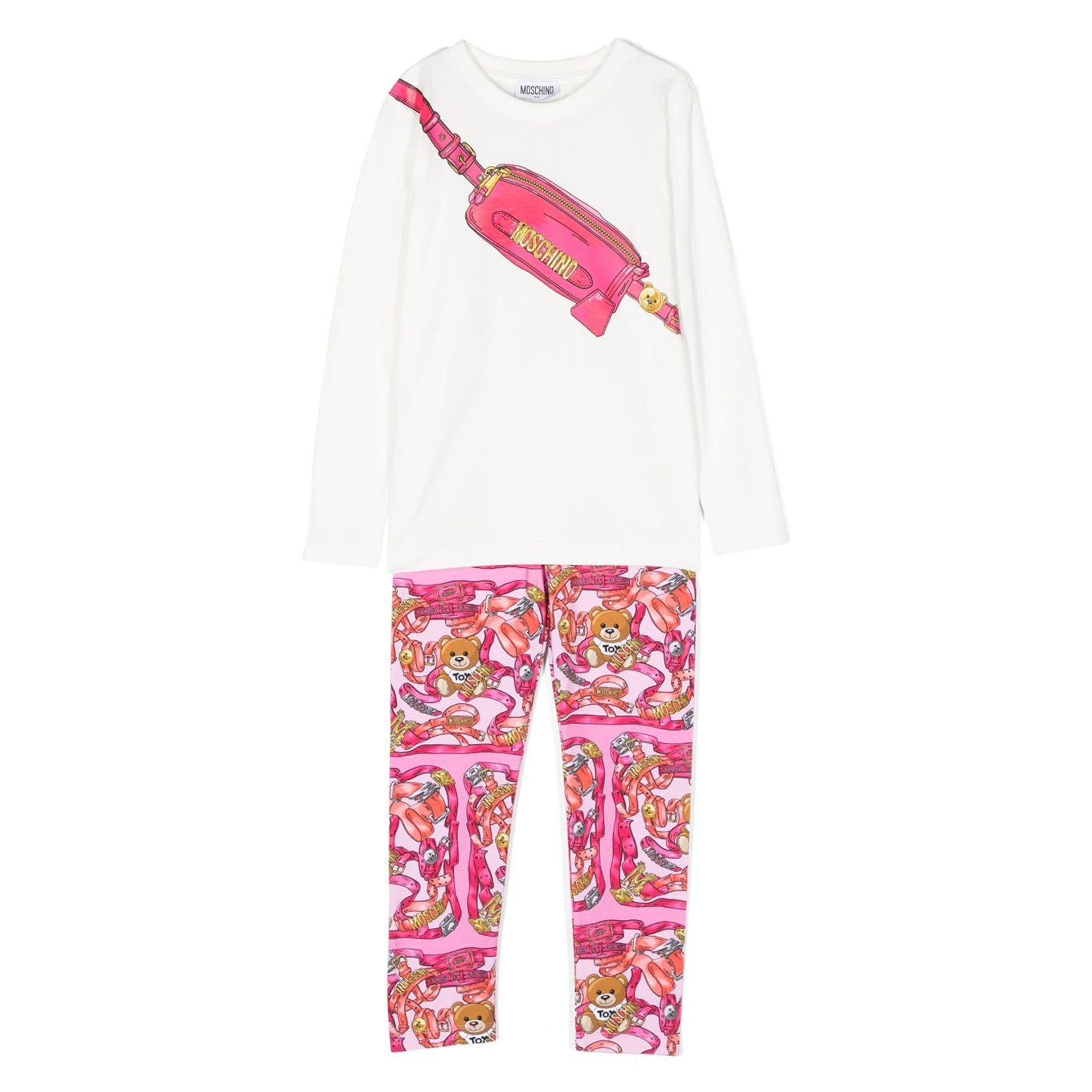 Moschino Girls T-shirt and Leggings Set in Pink / White