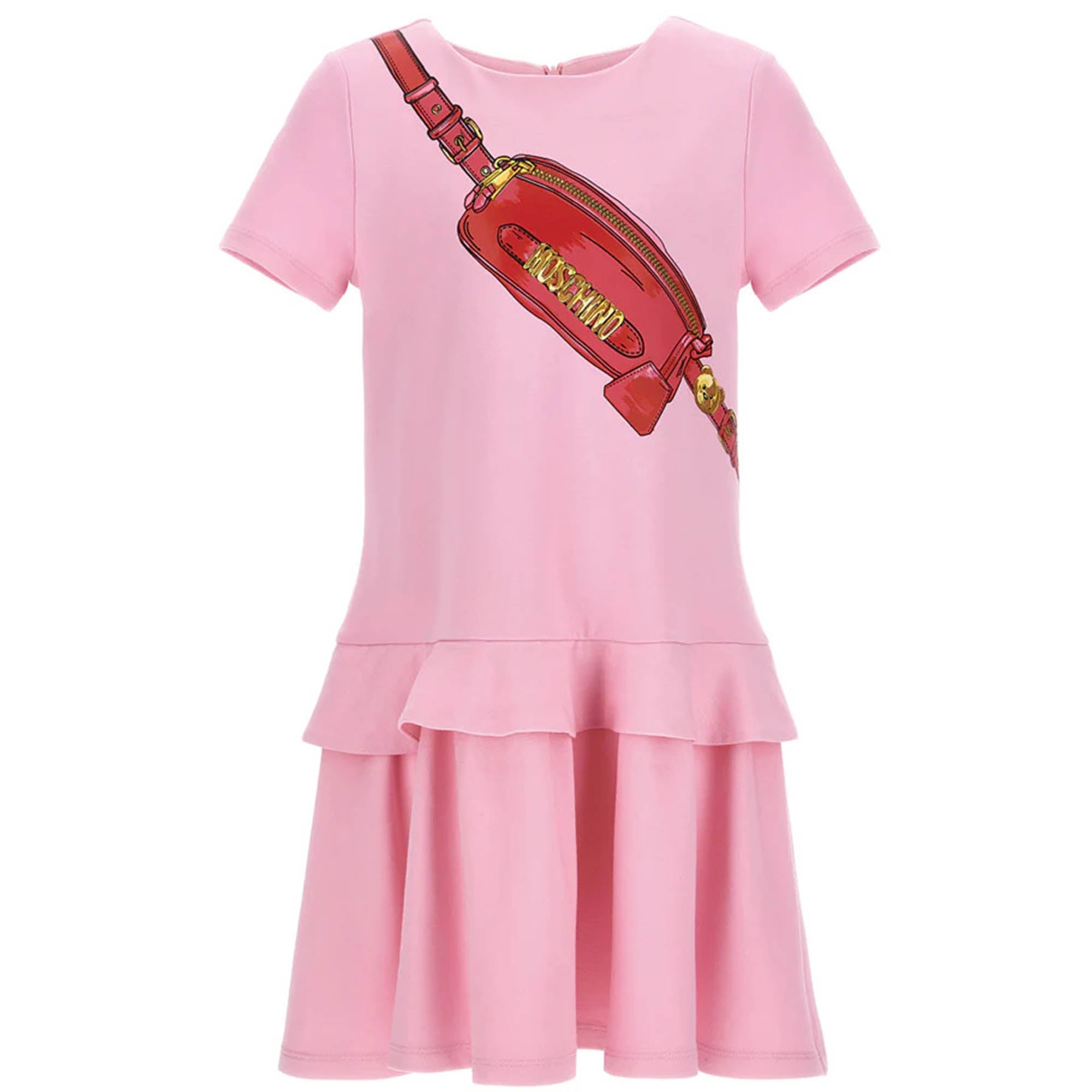 Moschino Girls Bag Logo Dress in Pink