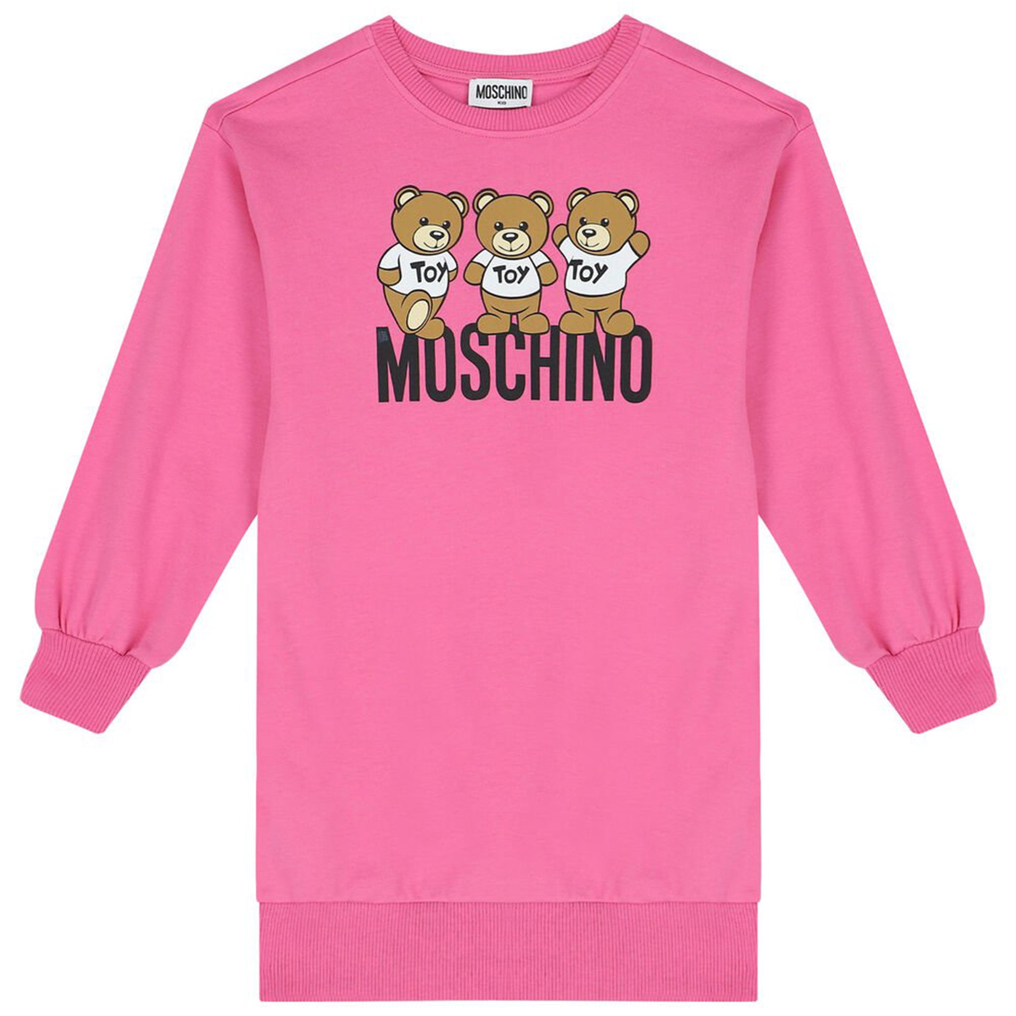 Moschino Girls Teddy Logo Dress in Pink