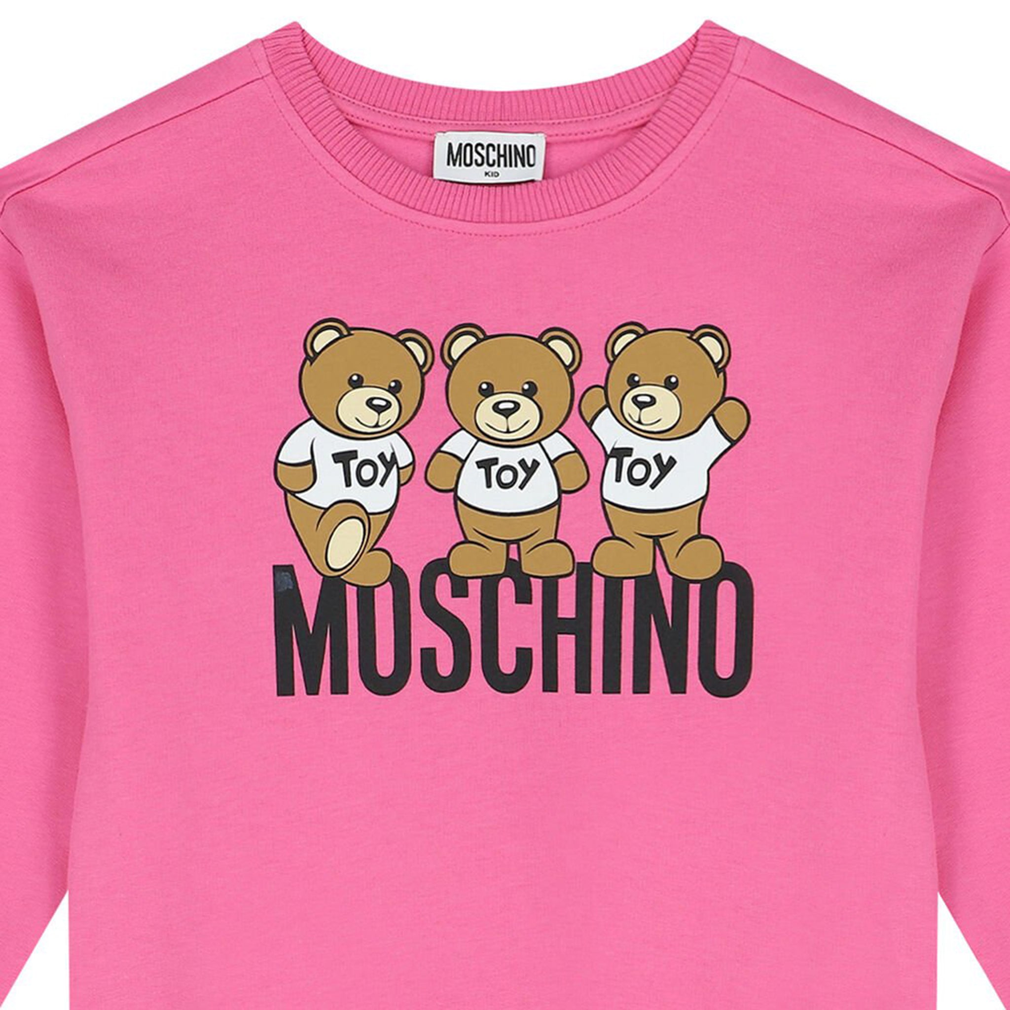 Moschino Girls Teddy Logo Dress in Pink